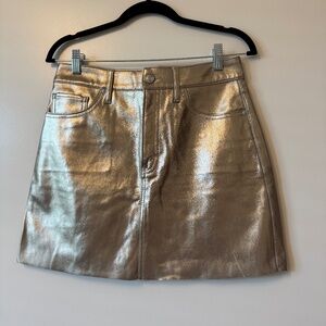 Express Metallic Gold Faux Leather Mini Skirt